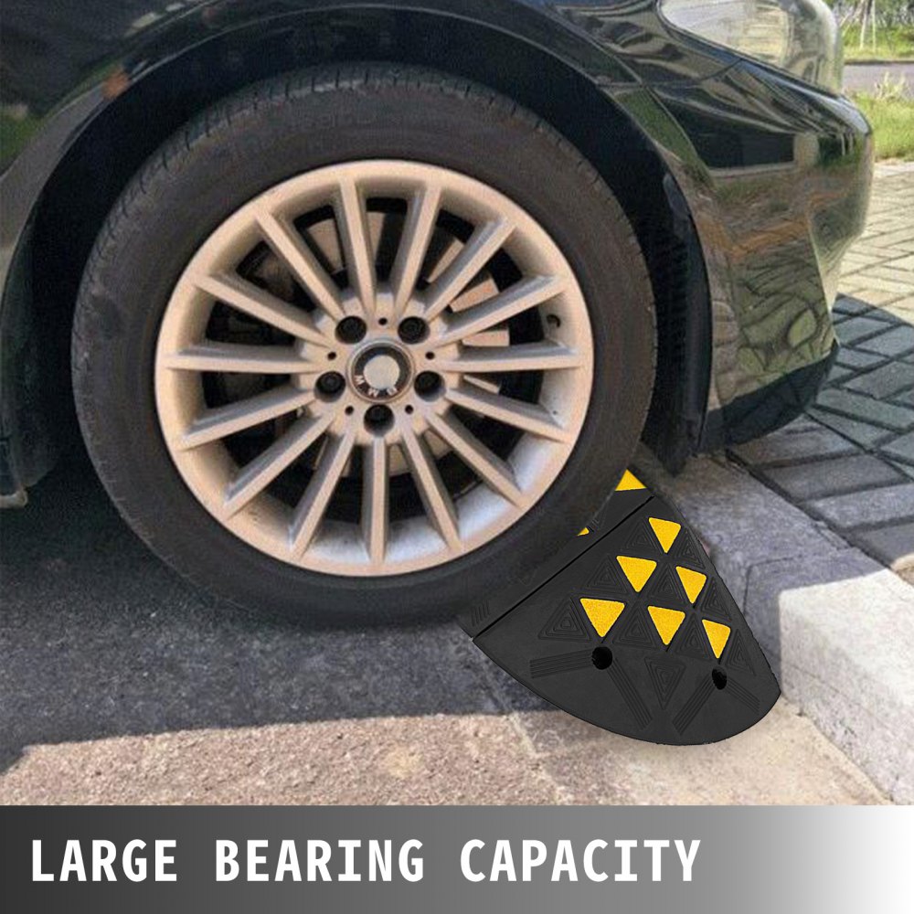 15400lb Rubber Curb Threshold Ramp With Round End Caps Large Capacity Durable