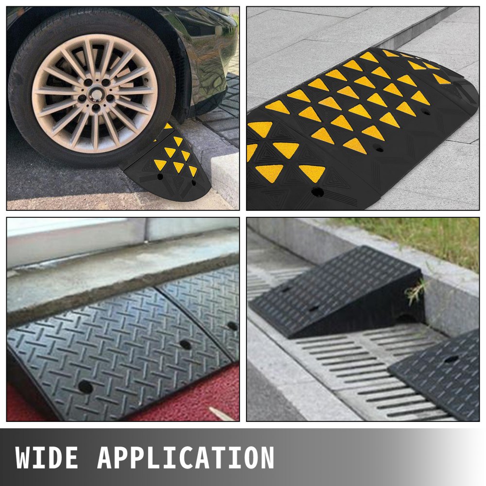 15400lb Rubber Curb Threshold Ramp With Round End Caps Large Capacity Durable