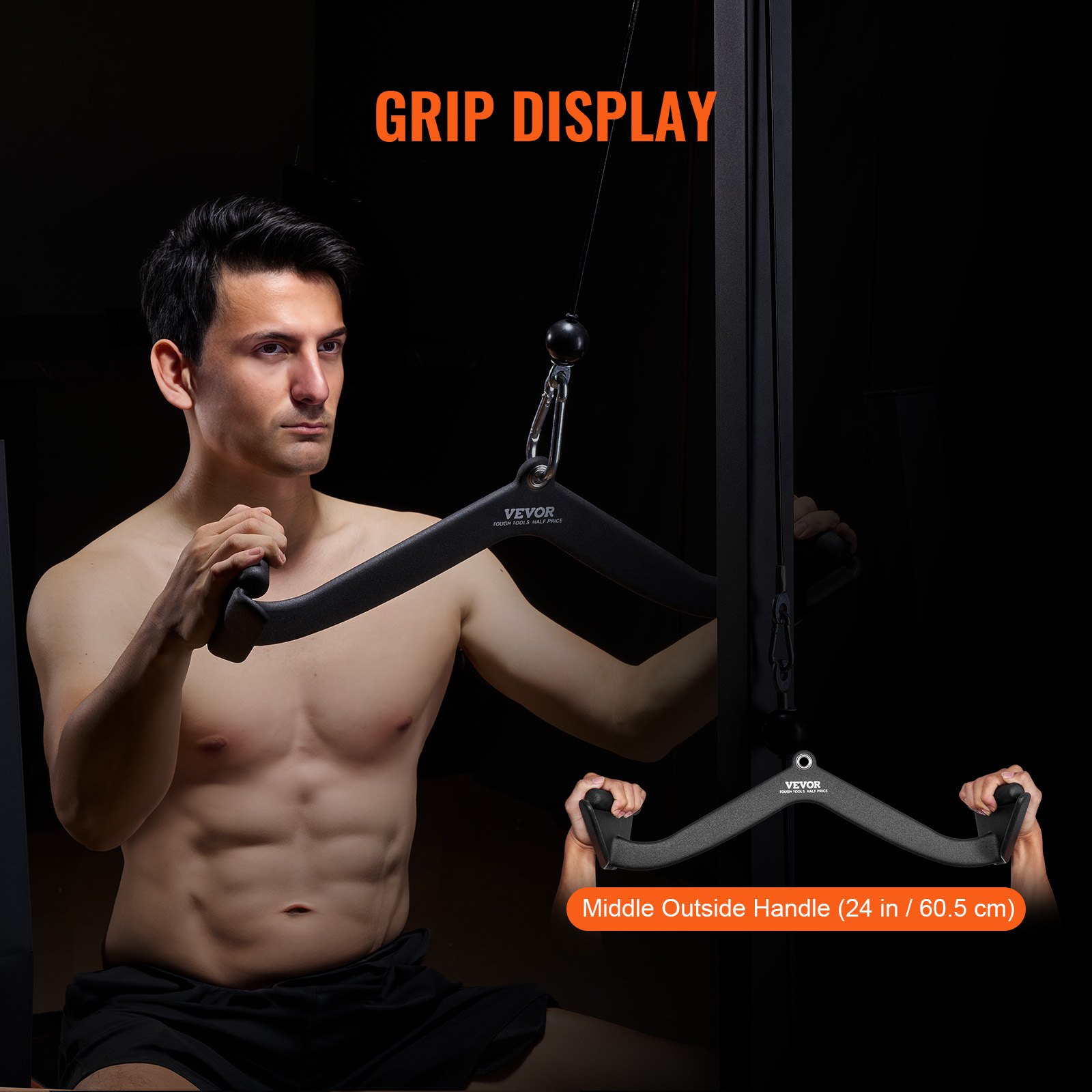 VEVOR LAT Pulldown Bar Tricep Handle Attachment V-bar Cable Machine for Home Gym