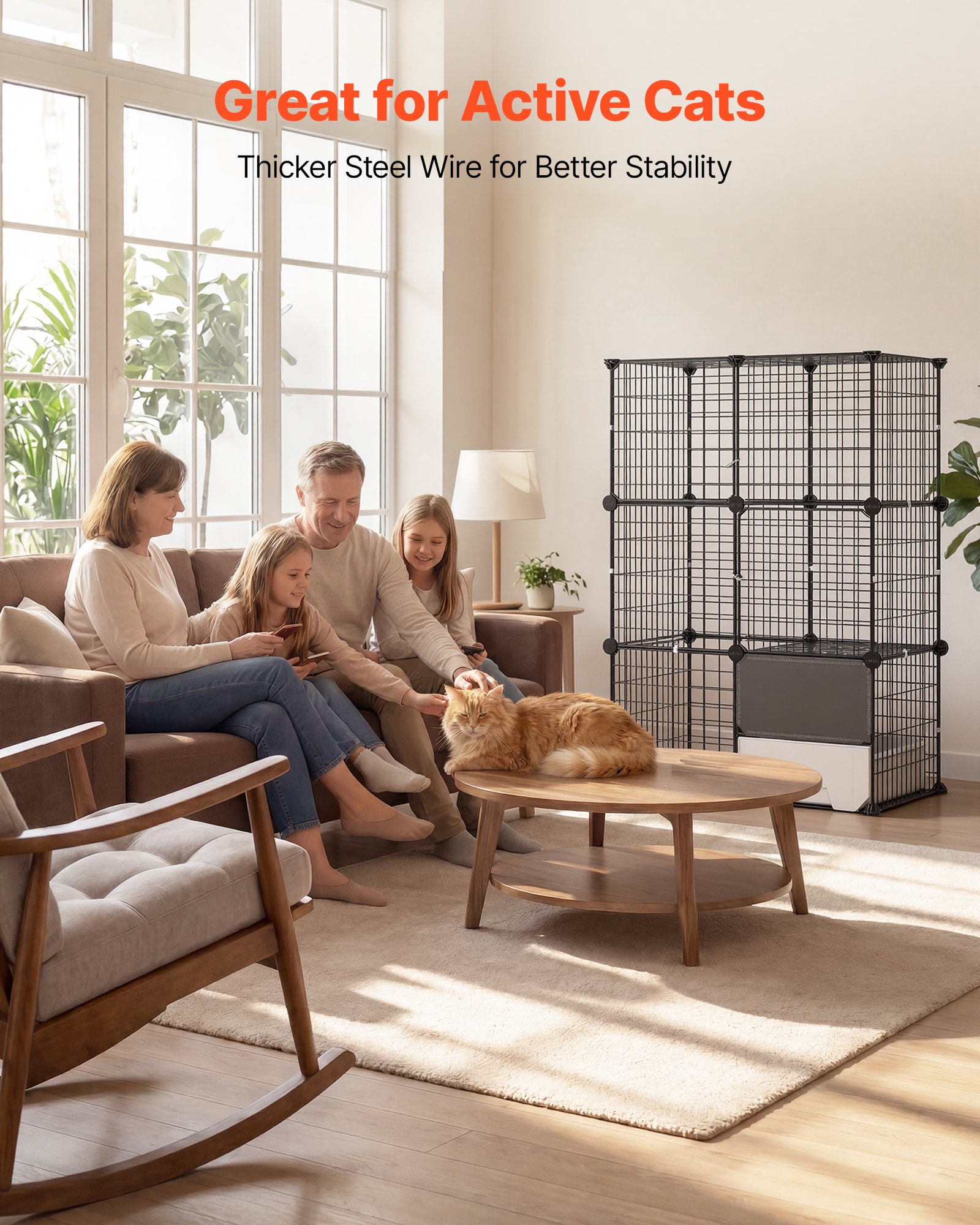 VEVOR Cat Cage 3-Tier 71.1x45.5x104.1 cm DIY Cat Playpen with Litter Box, Indoor Enclosure Detachable Metal Wire Kennel Crate, Large Exercise Place Ideal for 1-2 Cats, Kittens & Small Animals, Black