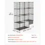 VEVOR Cat Cage 4-Tier 104.1x35.5x139.7 cm DIY Cat Playpen with Litter Box, Indoor Enclosure Detachable Metal Wire Kennel Crate, Large Exercise Place for 1-2 Cats, Kitten, Ferret & Small Animals, Black