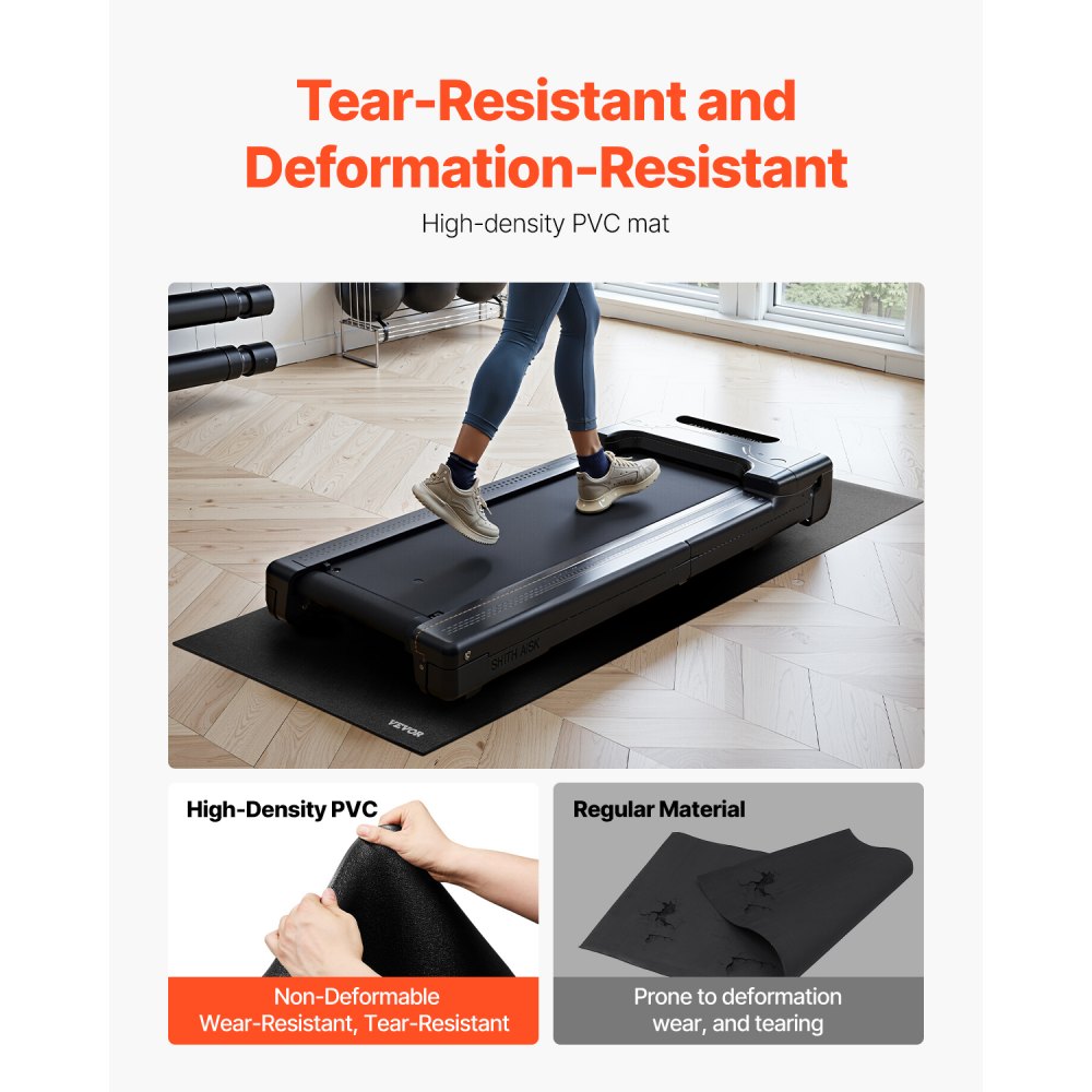 VEVOR Treadmill Mat for Carpet Floor, 6 mm Thick, 760x1525 mm Exercise Equipment Mat for Treadmills, Stationary, Recumbent Bikes, High Density PVC Floor Protector, Waterproof and Non-slip for Home Gym