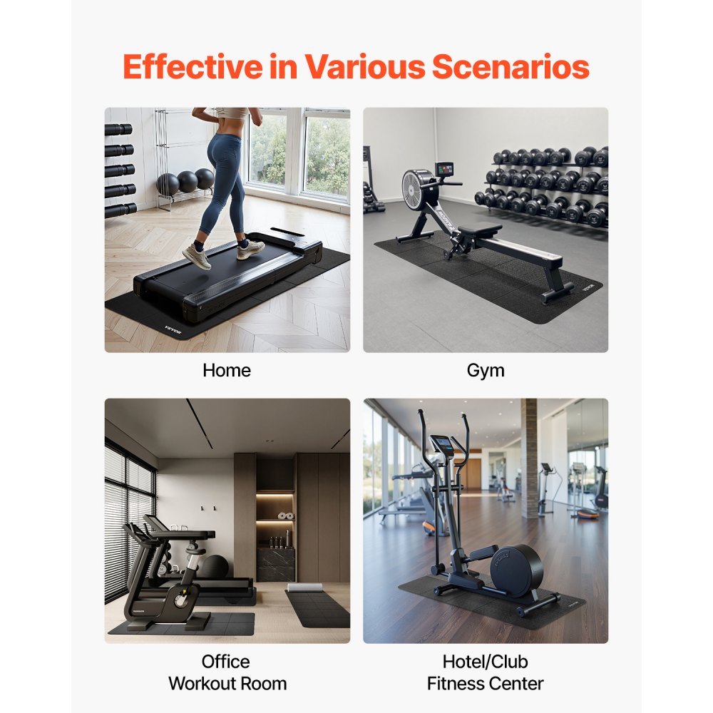 VEVOR Foldable Walking Pad Treadmill Mat, 6 mm Thick, 610x1730 mm Exercise Equipment Mat for Elliptical on Carpet Hardwood Floor, High Density PVC Floor Protector, Waterproof and Non-slip for Home Gym