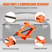 VEVOR Scissor Jack, 2.5 Ton/5512 lbs Scissor Car Jack, 3.7"-17.1" Lifting Range Scissor Lift Jack with Ratcheting Handle and L-Wrench, Portable Tire Jack for Cars Trucks Sedans MPVs