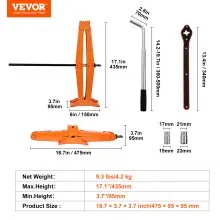 VEVOR Scissor Jack, 2.5 Ton/5512 lbs Scissor Car Jack, 3.7"-17.1" Lifting Range Scissor Lift Jack with Ratcheting Handle and L-Wrench, Portable Tire Jack for Cars Trucks Sedans MPVs