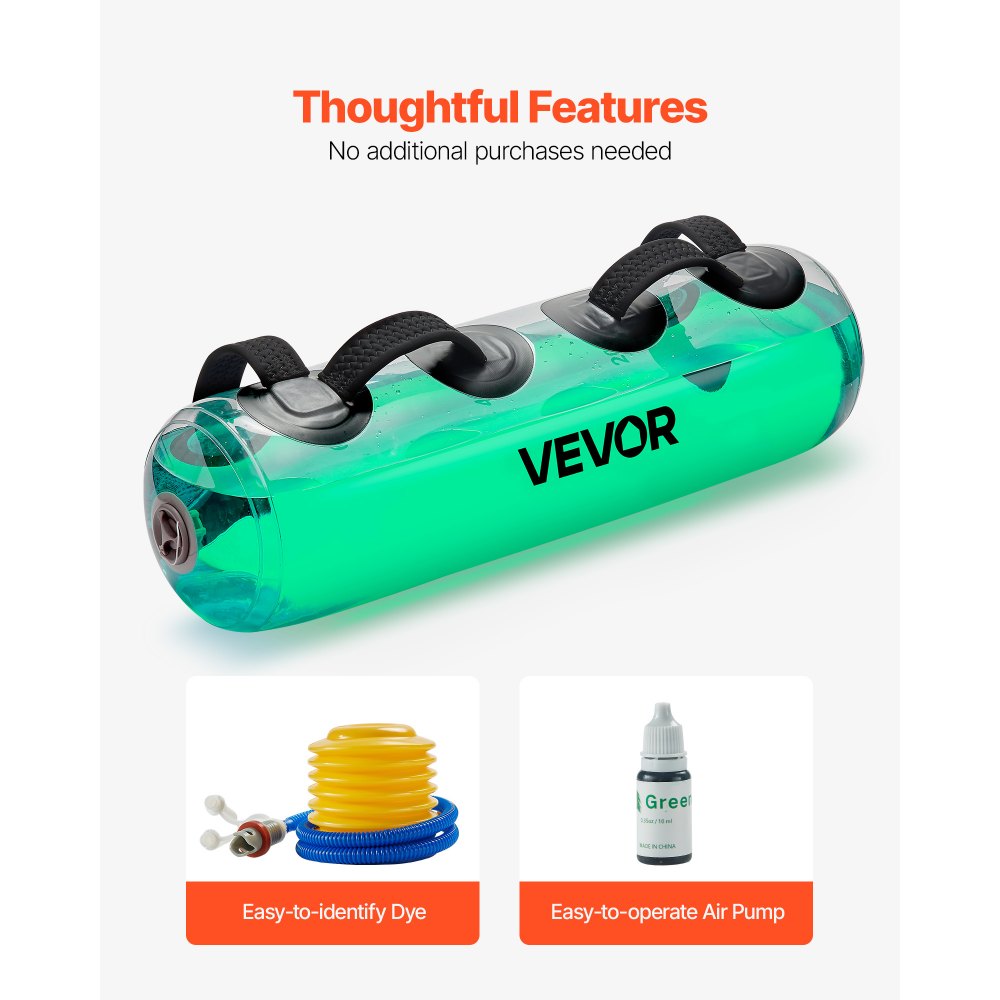 VEVOR Water Weights Aqua Bag, Large Aqua Bags for Workout, 31.75 kg Adjustable Portable Stability Fitness & Full Body Exercise Equipment, for Strength Core and Balance Training, Home Gym Exercise