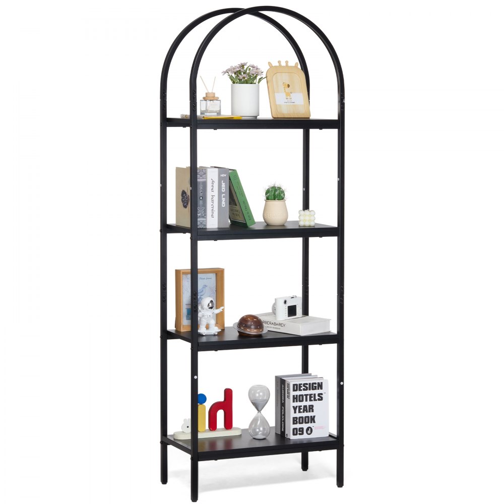 Metal Bookshelf Rustic Bookshelf 4-Tier for Living room Bedroom & Office