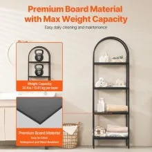 VEVOR Metal Bookshelf, 4-Tier Arched Industrial Bookshelf, Small Rustic Vintage Storage Bookcase with Open Shelves, Freestanding Display Shelving Unit Storage Rack, for Living Room, Bedroom & Office
