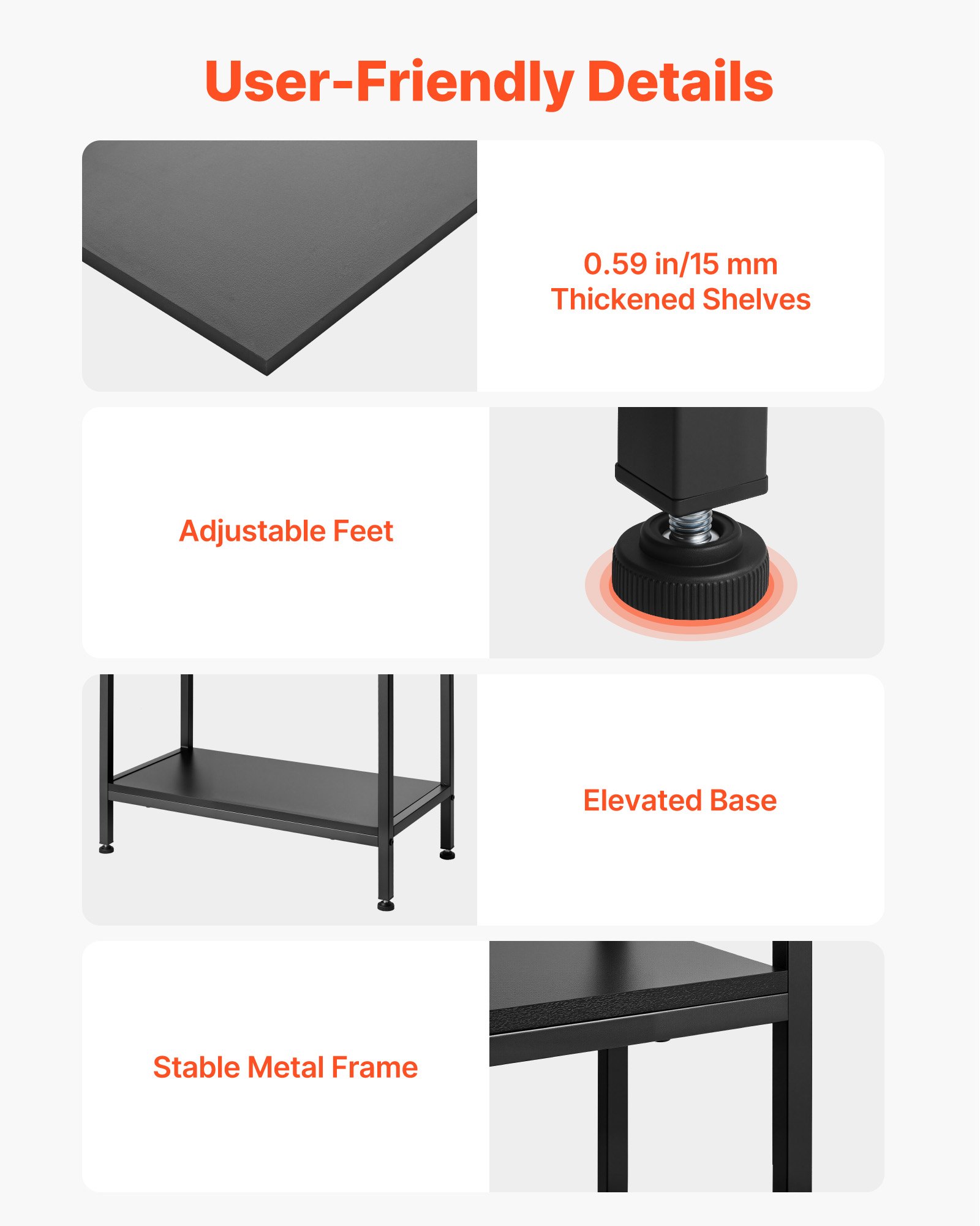 VEVOR Open Bookshelf, 4-Tier, Arched Bookcase Storage Shelves with Metal Frame, Industrial Metal Book Organizer, Freestanding Display Rack Tall Shelving Unit, for Office, Bedroom, Living Room, Black