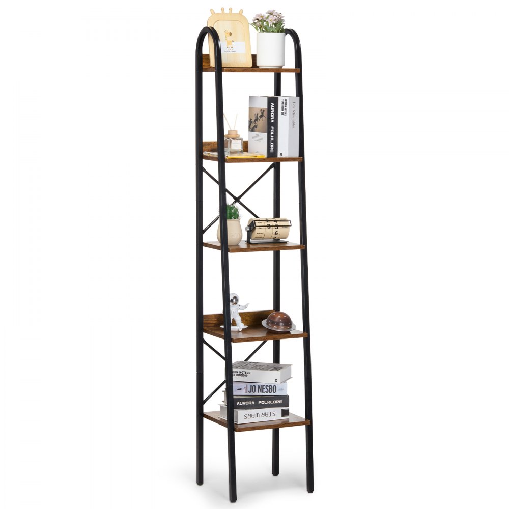 VEVOR Metal Bookshelf Rustic Bookshelf 5-Tier for Living room Bedroom & Office