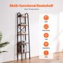 VEVOR Metal Bookshelf, 5-Tier Industrial Bookshelf, Tall Narrow Rustic Vintage Storage Bookcase with Open Shelves, Freestanding Display Shelving Unit Storage Rack, for Living room, Bedroom & Office