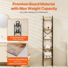 VEVOR Metal Bookshelf Rustic Bookshelf 5-Tier for Living room Bedroom & Office