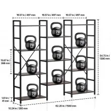 VEVOR Triple Metal Bookshelf, 11-Tier Industrial Bookshelf, Large Rustic Vintage Storage Bookcase with Open Shelves, Freestanding Display Shelving Unit Storage Rack, for Living Room, Bedroom & Office