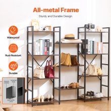 VEVOR Metal Bookshelf Rustic Bookshelf 11-Tier for Living room Bedroom & Office