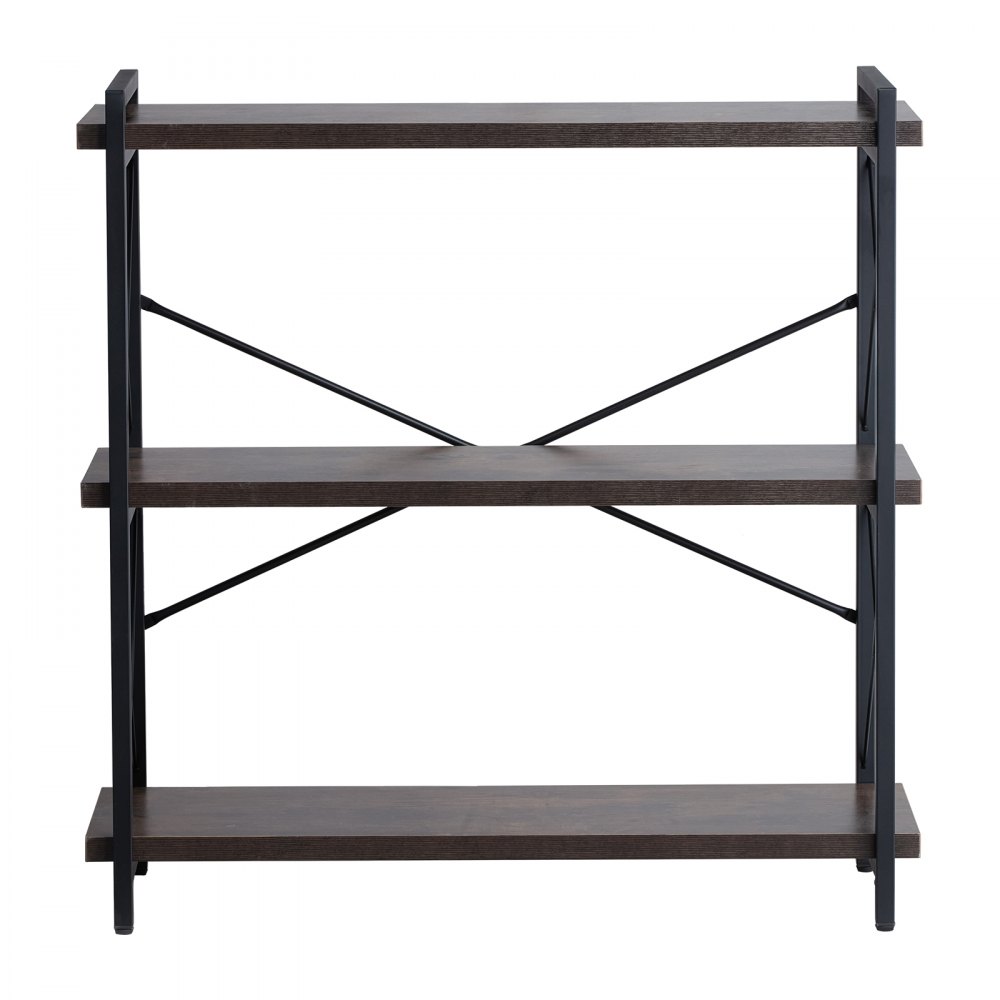 VEVOR Metal Bookshelf, 3-Tier Industrial Bookshelf, Small Rustic Storage Display Bookcase with Open Shelves, Freestanding Display Vintage Shelving Unit Storage Rack, for Living room, Bedroom & Office