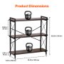 Metal Bookshelf Rustic Bookshelf 3-Tier for Living room Bedroom & Office