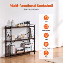 VEVOR Metal Bookshelf Rustic Bookshelf 3-Tier for Living room Bedroom & Office