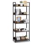 VEVOR Metal Bookshelf, 5-Tier Tall Industrial Bookshelf, Rustic Display Vintage Storage Bookcase with Open Shelves, Freestanding Display Shelving Unit Storage Rack, for Living room, Bedroom & Office