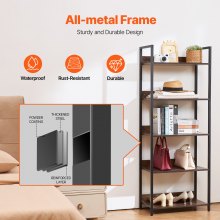 VEVOR Metal Bookshelf Open Bookshelf 5-Tier for Living room Bedroom & Office