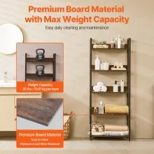 VEVOR Metal Bookshelf, 5-Tier Tall Industrial Bookshelf, Rustic Display Vintage Storage Bookcase with Open Shelves, Freestanding Display Shelving Unit Storage Rack, for Living Room, Bedroom & Office