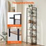 VEVOR Metal Bookshelf Rustic Bookshelf 6-Tier for Living room Bedroom & Office