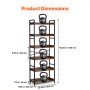 Metal Bookshelf Rustic Bookshelf 6-Tier for Living room Bedroom & Office