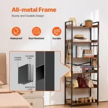 VEVOR Metal Bookshelf, 6-Tier Industrial Bookshelf, Tall Wide Rustic Vintage Storage Bookcase with Open Shelves, Freestanding Display Shelving Unit Storage Rack, for Living Room, Bedroom & Office