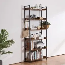 VEVOR Metal Bookshelf, 6-Tier Industrial Bookshelf, Tall Wide Rustic Vintage Storage Bookcase with Open Shelves, Freestanding Display Shelving Unit Storage Rack, for Living Room, Bedroom & Office