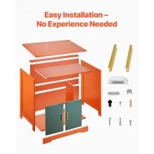 VEVOR Cat Litter Box Enclosure, 31 in Hidden Litter Box Cabinet with Shelf & Storage, Modern Style Indoor Cat Washroom, Wooden Kitty House Furniture End Table, Fit Most Litterboxes, Red & Green
