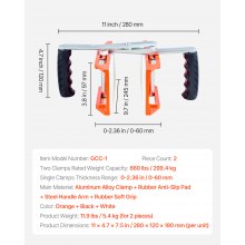 VEVOR Double Handed Stone Carrying Clamps 660 lbs Granite Panel Carriers