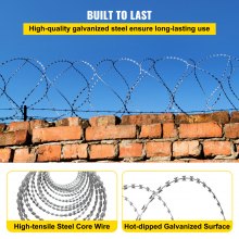 VEVOR Razor Wires, 98ft Razor Barbed Wire 2 Coils, 49 ft Per Roll Razor Wire Fencing Razor Fence, Razor Ribbon Barbed Wire Galvanized Steel Razor Wire Fence, Rolls Razor Useful Protection for Garden