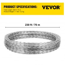 VEVOR Razor Wires, 98ft Razor Barbed Wire 2 Coils, 49 ft Per Roll Razor Wire Fencing Razor Fence, Razor Ribbon Barbed Wire Galvanized Steel Razor Wire Fence, Rolls Razor Useful Protection for Garden