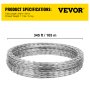 VEVOR Razor Wires Razor Barbed Wire 148ft 3 Coils Razor Wire Fencing Razor Fence