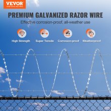 VEVOR Razor Wires, 147 ft Razor Barbed Wire, 3 Rolls Razor Wire Fence περίφραξη ξυραφιού, Razor Ribbon Razor Wire Γαλβανισμένος φράχτης ξυραφιού, Rolls Razor for Garden