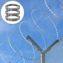 VEVOR Razor Wires, 147 ft Razor Barbed Wire, 3 Rolls Razor Wire Fencing Razor Fence, Razor Ribbon Barbed Wire Galvanized Razor Wire Fence, Rolls Razor for Garden