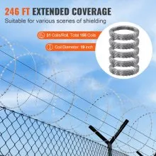 VEVOR Razor Wires, 246 ft Razor Barbed Wire, 5 Rolls Razor Wire Fencing Razor Fence, Razor Ribbon Barbed Wire Galvanized Razor Wire Fence, Rolls Razor for Garden