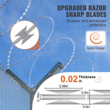 VEVOR Razor Wires, 98 ft Razor Barbed Wire, 2 Rolls Razor Wire Fencing Razor Fence, Razor Ribbon Barbed Wire Galvanized Razor Wire Fence, Rolls Razor for Garden