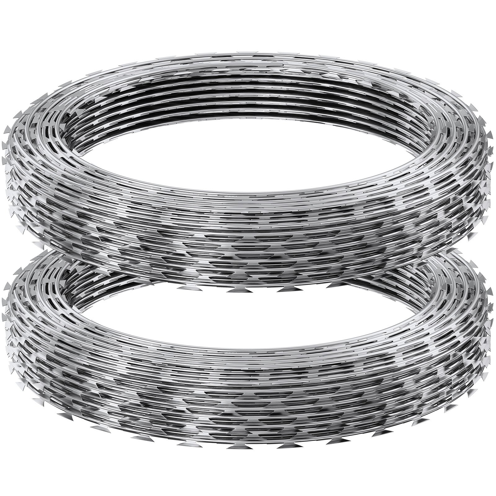 VEVOR Razor Wires, 98 ft Razor Barbed Wire, 2 Rolls Razor Wire Fencing Razor Fence, Razor Ribbon Barbed Wire Galvanized Razor Wire Fence, Rolls Razor for Garden