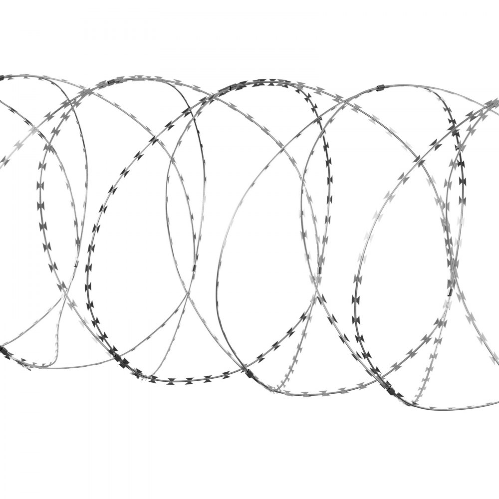 VEVOR Razor Wires, 98 ft Razor Barbed Wire, 2 Rolls Razor Wire Fencing Razor Fence, Double Spiral Razor Ribbon Barbed Wire Galvanized Razor Wire Fence, Rolls Razor for Garden