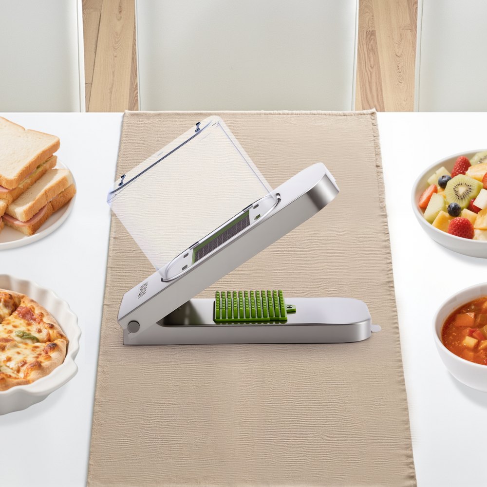 VEVOR Vegetable Chopper, Food Veggie Cutter with 3 Stainless Steel Blades, Onion Slicer with Container, Salad Potato Dicer Kitchen Gadgets & Essentials Home Appliances Tools for Easy DIY, Silver