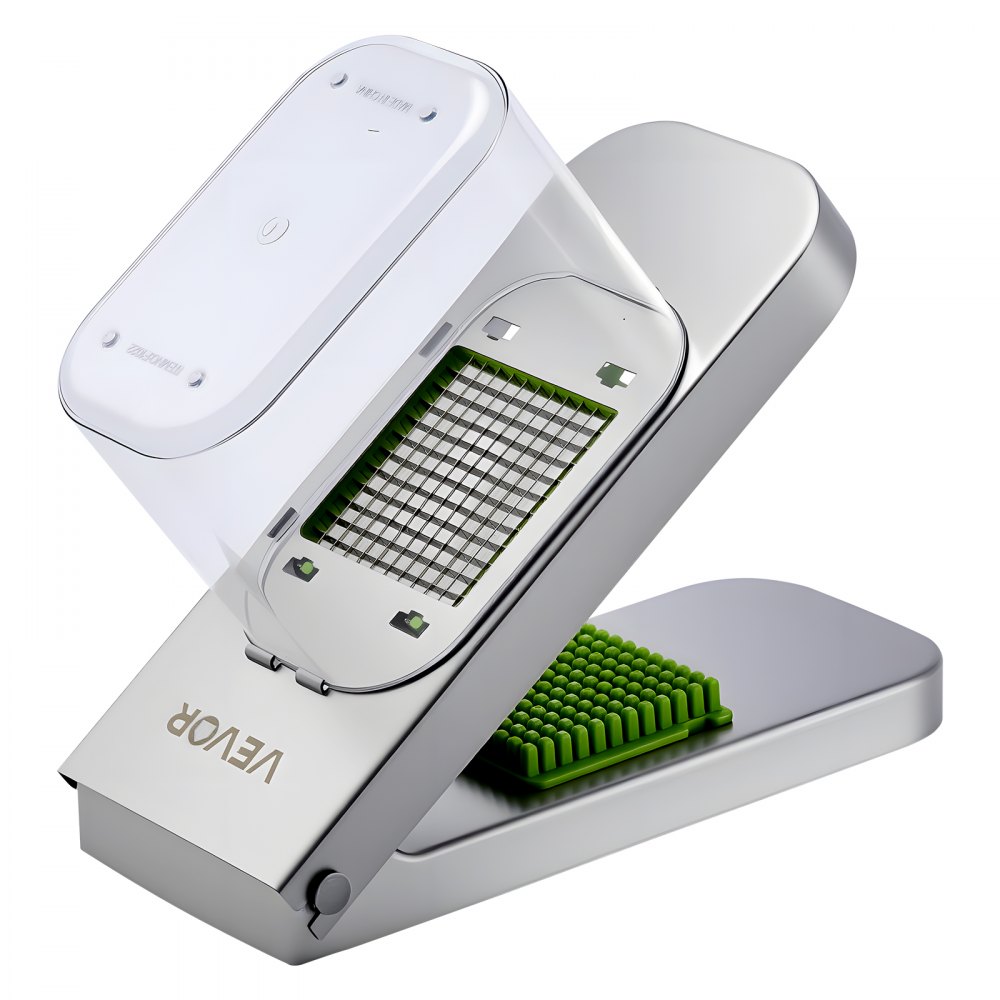 VEVOR Vegetable Chopper, Food Veggie Cutter with 3 Stainless Steel Blades, Onion Slicer with Container, Salad Potato Dicer Kitchen Gadgets & Essentials Home Appliances Tools for Easy DIY, Silver