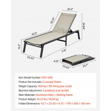 2Pcs Foldable Chaise Lounge Chair Adjustable Back Outdoor Pool Sun Tanning Chair