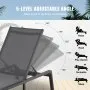VEVOR Chaise Lounge Chair Outdoor, Aluminum Patio Lounge Chair with Adjustable 5-Position, Folding Pool Lounge Chair Recliner and Full Flat Tanning Chair for Patio, Beach, Pool, Dark Grey
