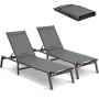 VEVOR Chaise Lounge Chair Outdoor Patio Lounge Chair Justerbar 5-Position 2 st