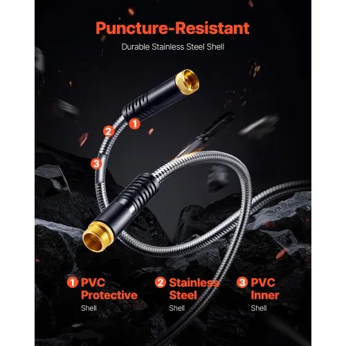 Tuyau De Jardin Court 3 Pieds En Acier Inoxydable Robuste