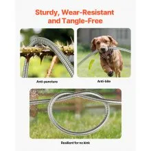 VEVOR Metal Garden Hose 25 ft, Rust Proof Stainless Steel Water Hose, Heavy Duty Backyard Hose with 10 Function Nozzle, No-Kink & Flexible Water Pipe, Lightweight Metal Hose for Yard, Outdoor