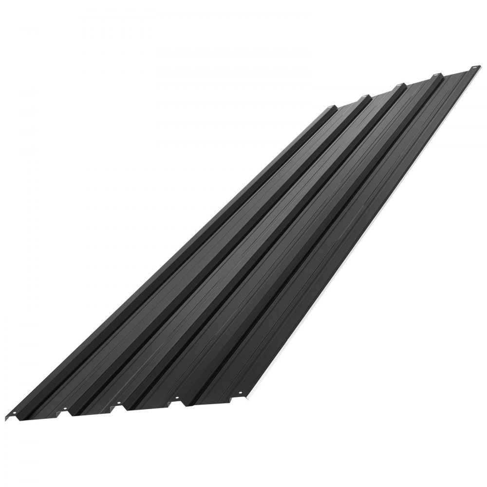 VEVOR Metal Roof Panels, 25Pcs 16.35 sq.m Galvanized Steel Roofing Panels, High Impact Corrugated Tin Gazebo Top with Screws, Gloves, Heavy Duty for Gazebos, Chicken Coop Sheds Stables Patio, Black