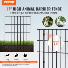 VEVOR Animal Barrier Fence 28 Pack, 17in(H) x30ft(L), Underground Decorative Garden Fencing with 1.5 Inch Spike Spacing, Metal Dog Fence for the Yard and Outdoor Patio