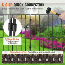 VEVOR Animal Barrier Fence 28 Pack, 17in(H) x30ft(L), Underground Decorative Garden Fencing with 1.5 Inch Spike Spacing, Metal Dog Fence for the Yard and Outdoor Patio