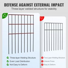 VEVOR Garden Fence, No Dig Fence 17''(H)x13''(L) Animal Barrier Fence, Underground Decorative Garden Fencing with 1.5 inch Spike Spacing, Metal Dog Fence for the Yard and Outdoor Patio, 10 Pack